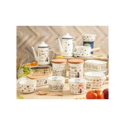 Cuisine Et Table|Maison Ghibli Beurrier émail avec couvercle bois Viennoiseries 500ml - Kiki la peti