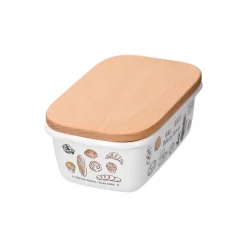 Cuisine Et Table|Maison Ghibli Beurrier émail avec couvercle bois Viennoiseries 500ml - Kiki la peti