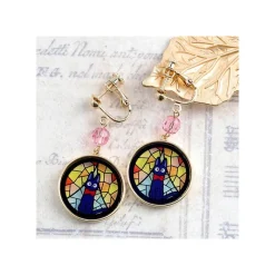Bijoux|Maison Ghibli Bijou Boucles d’oreilles à clips Jiji Vitrail - Kiki la petite Sorciè