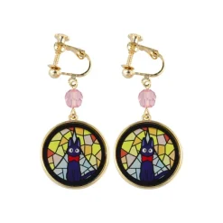 Bijoux|Maison Ghibli Bijou Boucles d’oreilles à clips Jiji Vitrail - Kiki la petite Sorciè