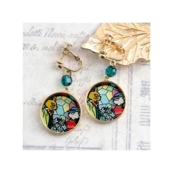 Bijoux|Maison Ghibli Bijou Boucles d’oreilles à clips Louise & Baron Vitrail - Si tu tends