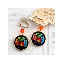 Bijoux|Maison Ghibli Bijou Boucles d’oreilles à clips Calcifer Vitrail- Le Chateau Ambulan