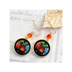 Bijoux|Maison Ghibli Bijou Boucles d’oreilles Calcifer Vitrail- Le Château ambulant