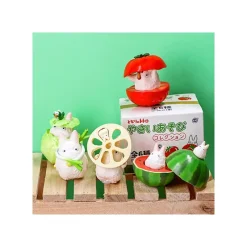 Figurines|Maison Ghibli Pose Coll Assort 6 figurines Totoro Blanc Légumes - Mon Voisin Totoro