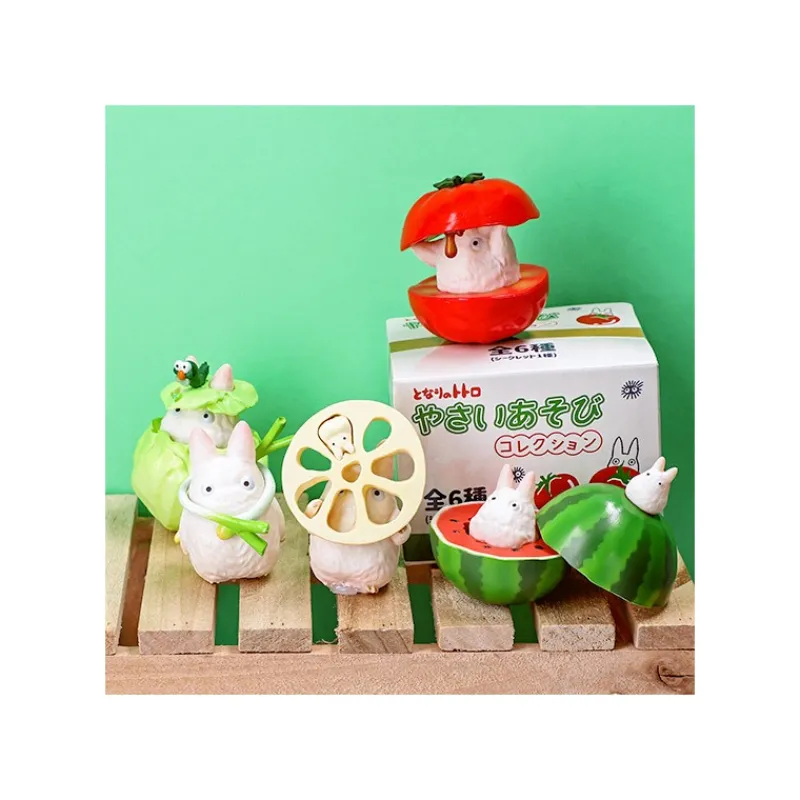 Figurines|Maison Ghibli Pose Coll Assort 6 figurines Totoro Blanc Légumes - Mon Voisin Totoro
