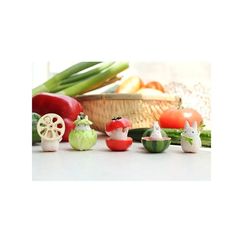 Figurines|Maison Ghibli Pose Coll Assort 6 figurines Totoro Blanc Légumes - Mon Voisin Totoro