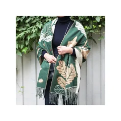 Textile|Maison Ghibli Étole vert foncé Feuilles de chêne - Mon Voisin Totoro