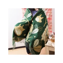 Textile|Maison Ghibli Étole vert foncé Feuilles de chêne - Mon Voisin Totoro