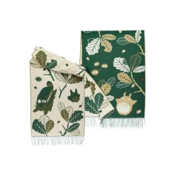 Textile|Maison Ghibli Étole vert foncé Feuilles de chêne - Mon Voisin Totoro