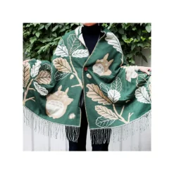 Textile|Maison Ghibli Étole vert foncé Feuilles de chêne - Mon Voisin Totoro