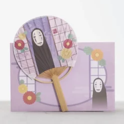 Accessoires|Maison Ghibli Éventail Bambou & Enveloppe No Face avec Fleur - Le Voyage de Chihiro