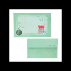 Accessoires|Maison Ghibli Éventail Bambou & Enveloppe Totoro avec Pastèque - Mon Voisin Totoro